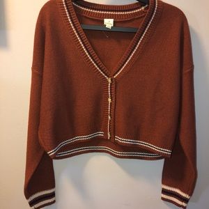 Button up knitted rusty brown sweater